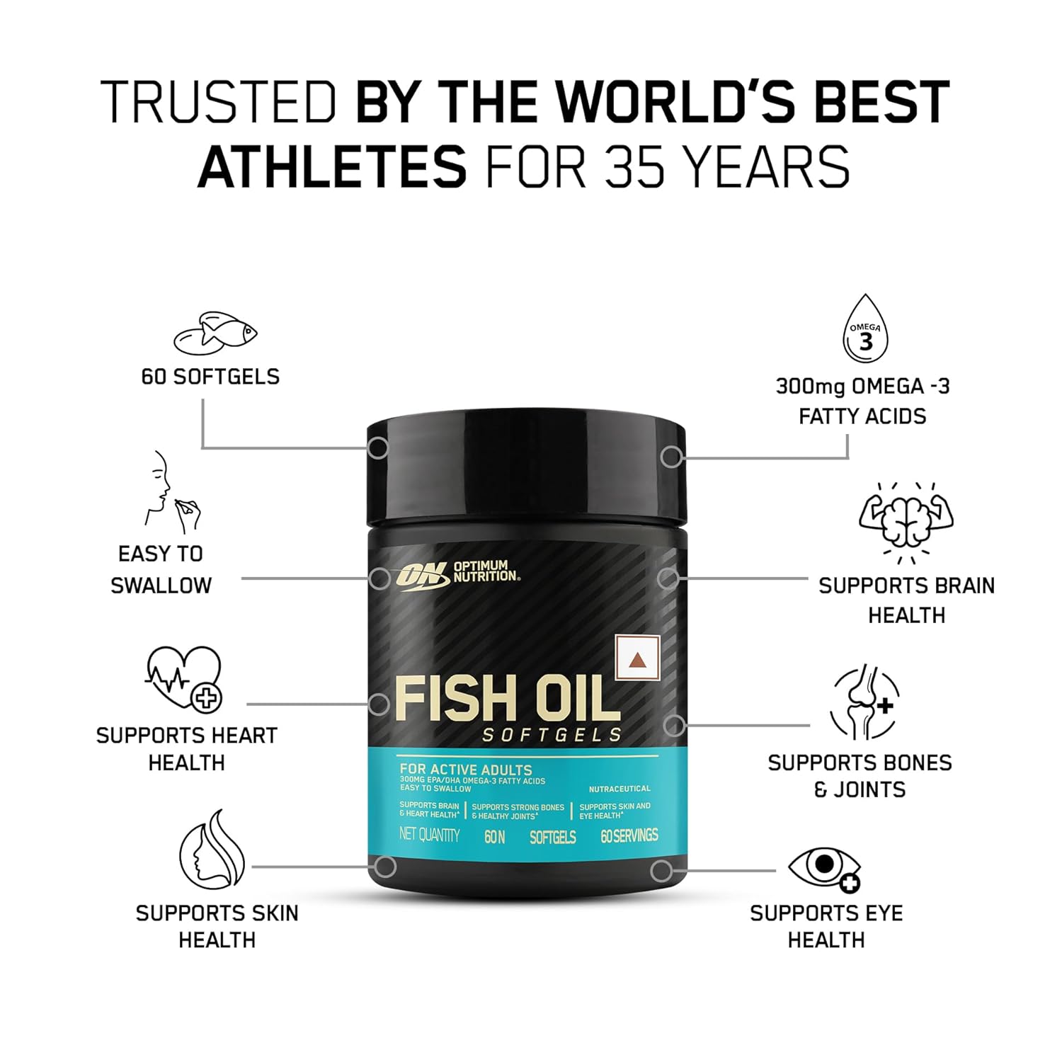 Optimum Nutrition Fish Oil - 60 Capsules, 1000 mg Fish Oil