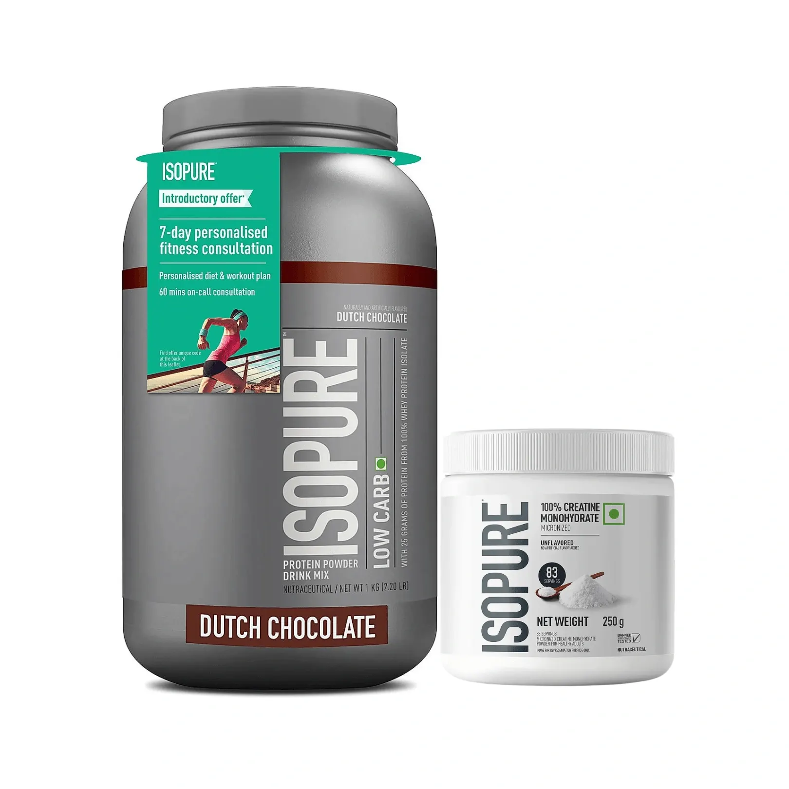 Isopure Combo - Whey Protein Isolate 2KG + Isopure Micronized Creatine 250G Unflavoured - Dutch Chocolate