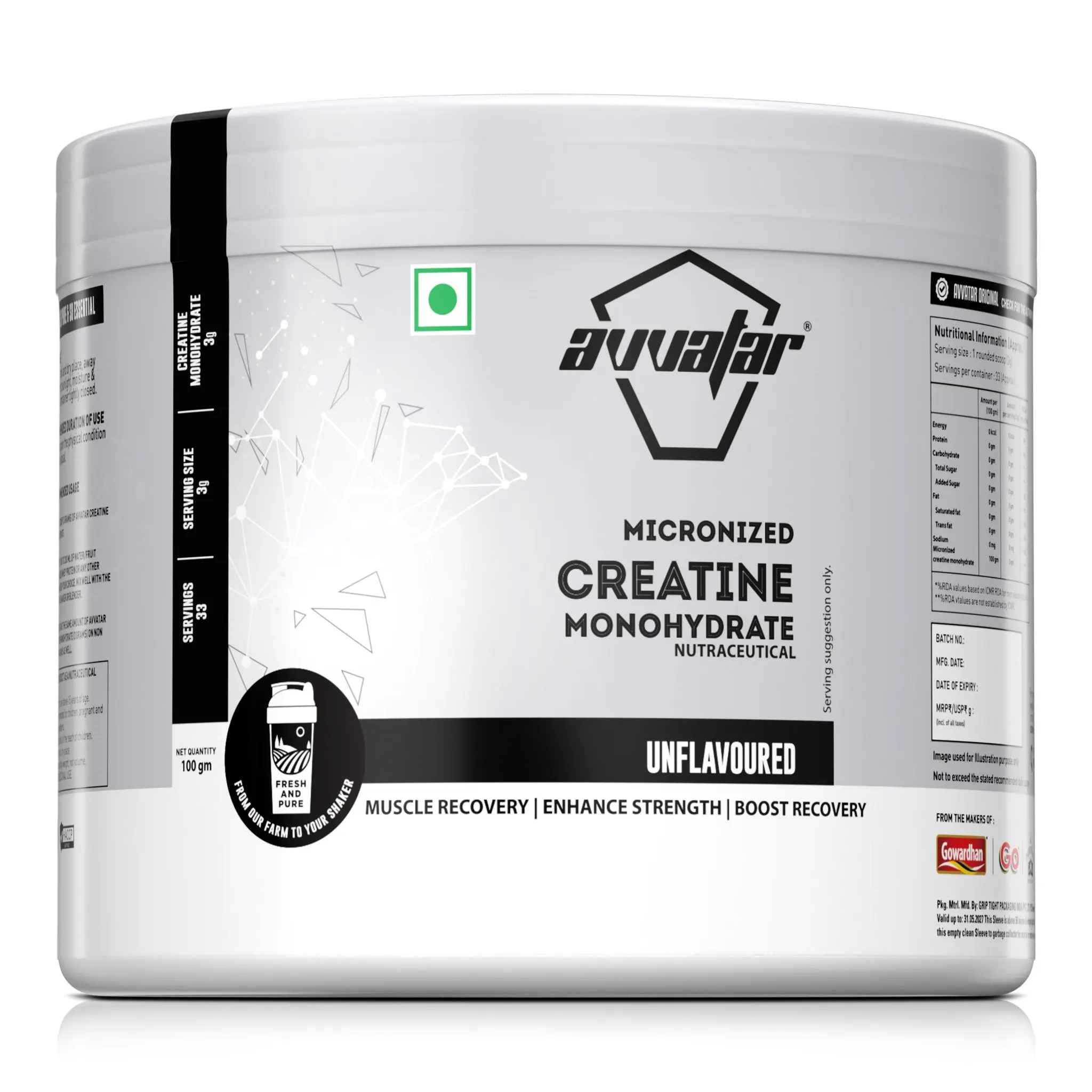 Avvatar Creatine Monohydrate | 100G - 