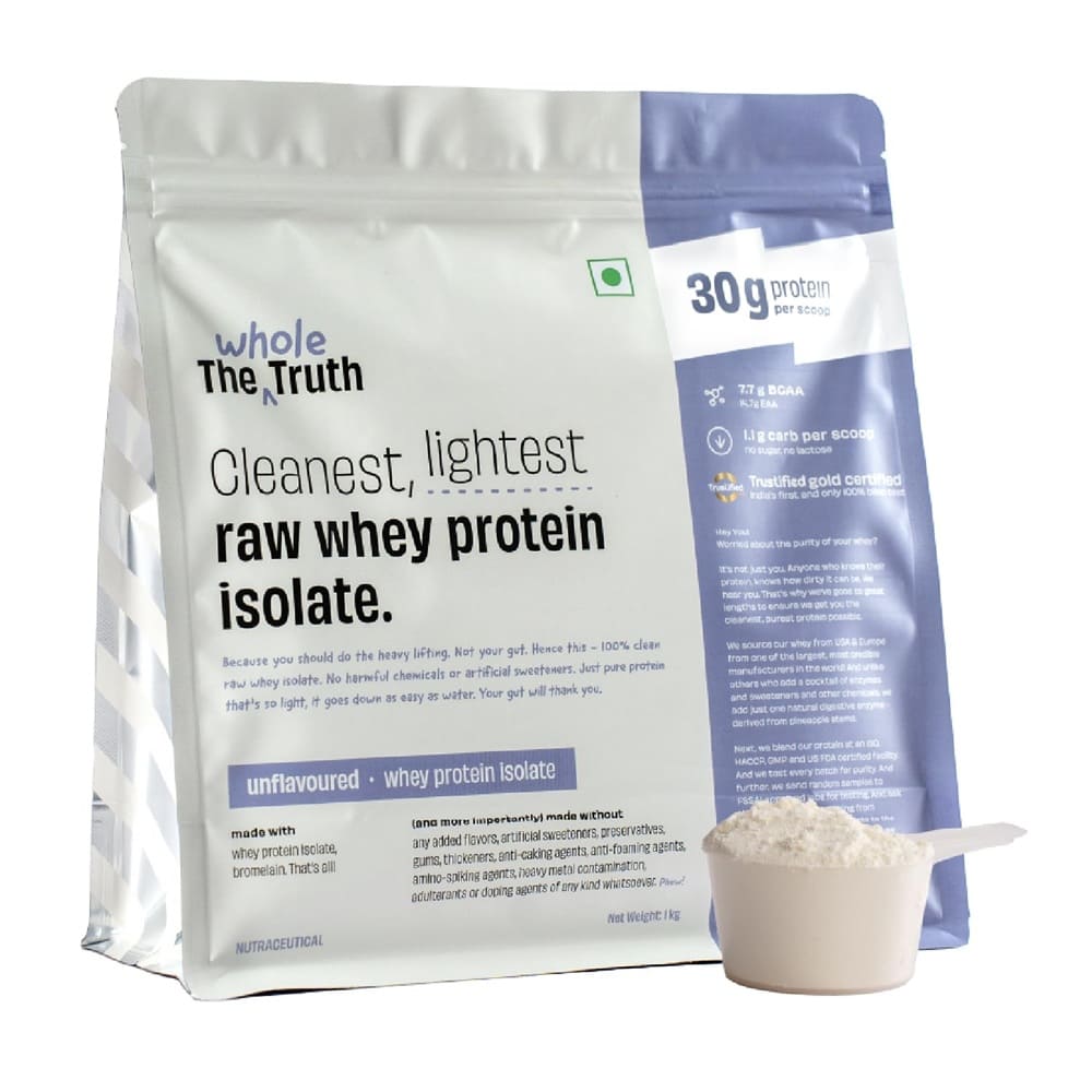 The Whole Truth Whey Protein Isolate Unflavoured 1 kg - 30G Protein - 