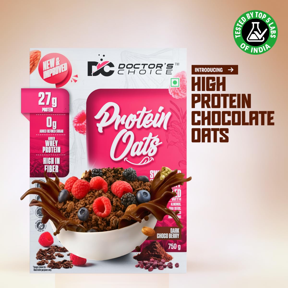 DC Doctors Choice High Protein Oats – 27g Pure Protein, 750G - 