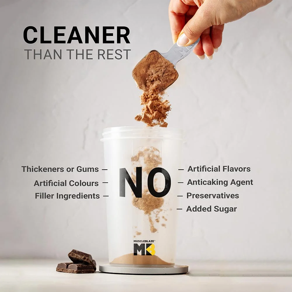 MuscleBlaze Biozyme Performance Whey, Refill Pack, 1Kg - Rich Chocolate