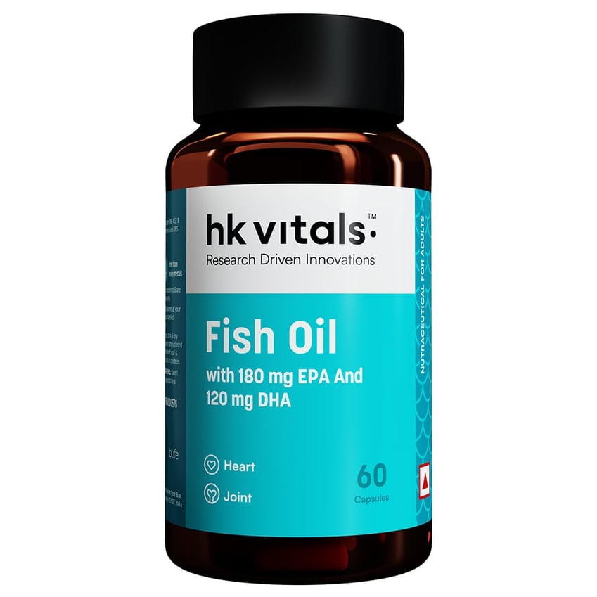 HK Vitals Triple Strength Fish Oil Supplement for Healthy Heart, Eyes & Joints, 60 Units - 