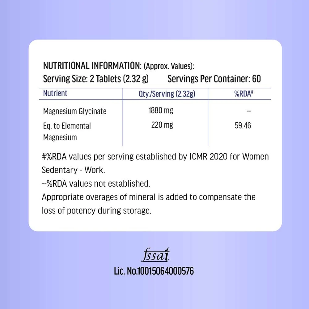 HK Vitals 100% Magnesium Glycinate, 120 tablet(s) - 