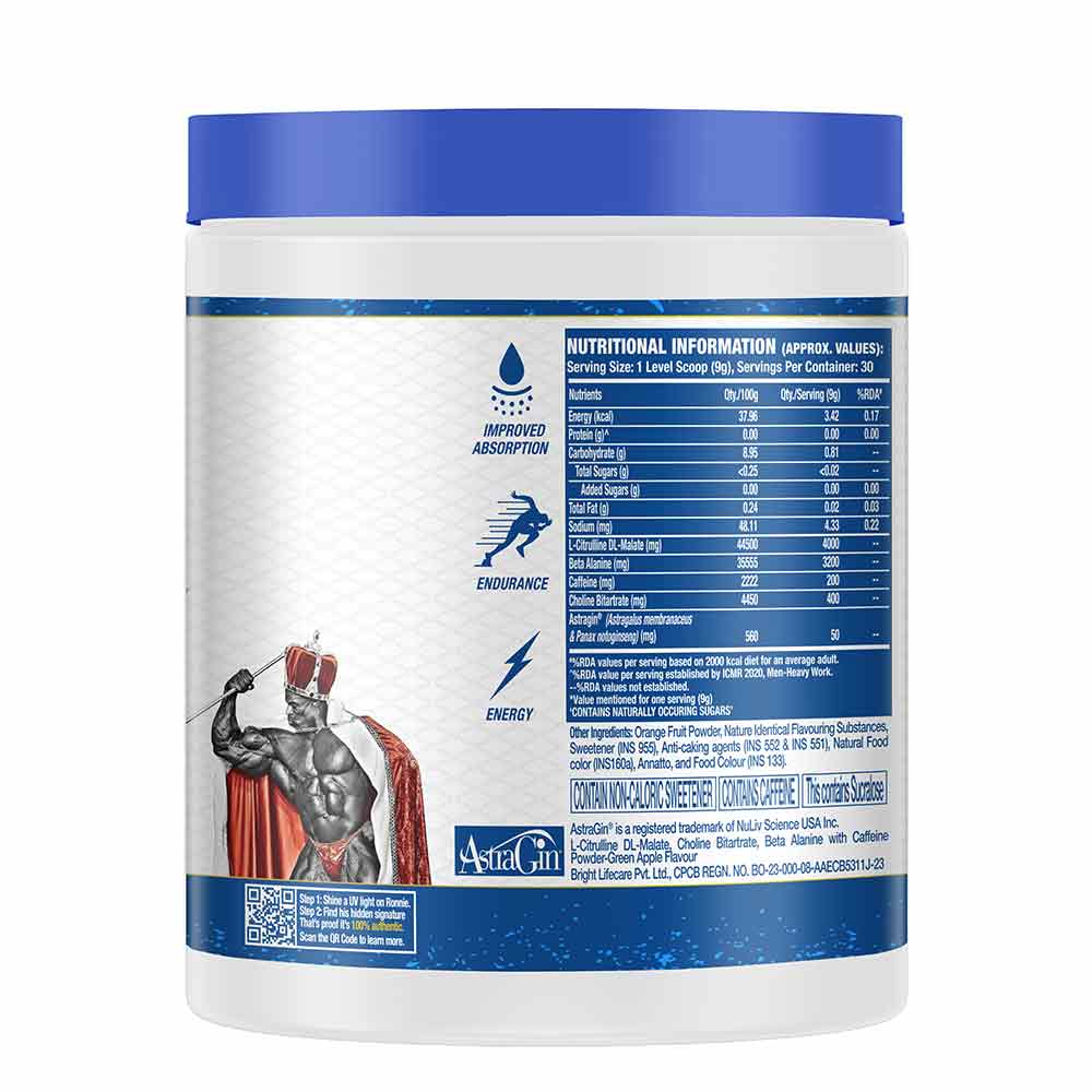 Ronnie Coleman Yeah Buddy Pre-Workout Powder, 270G - Green Apple