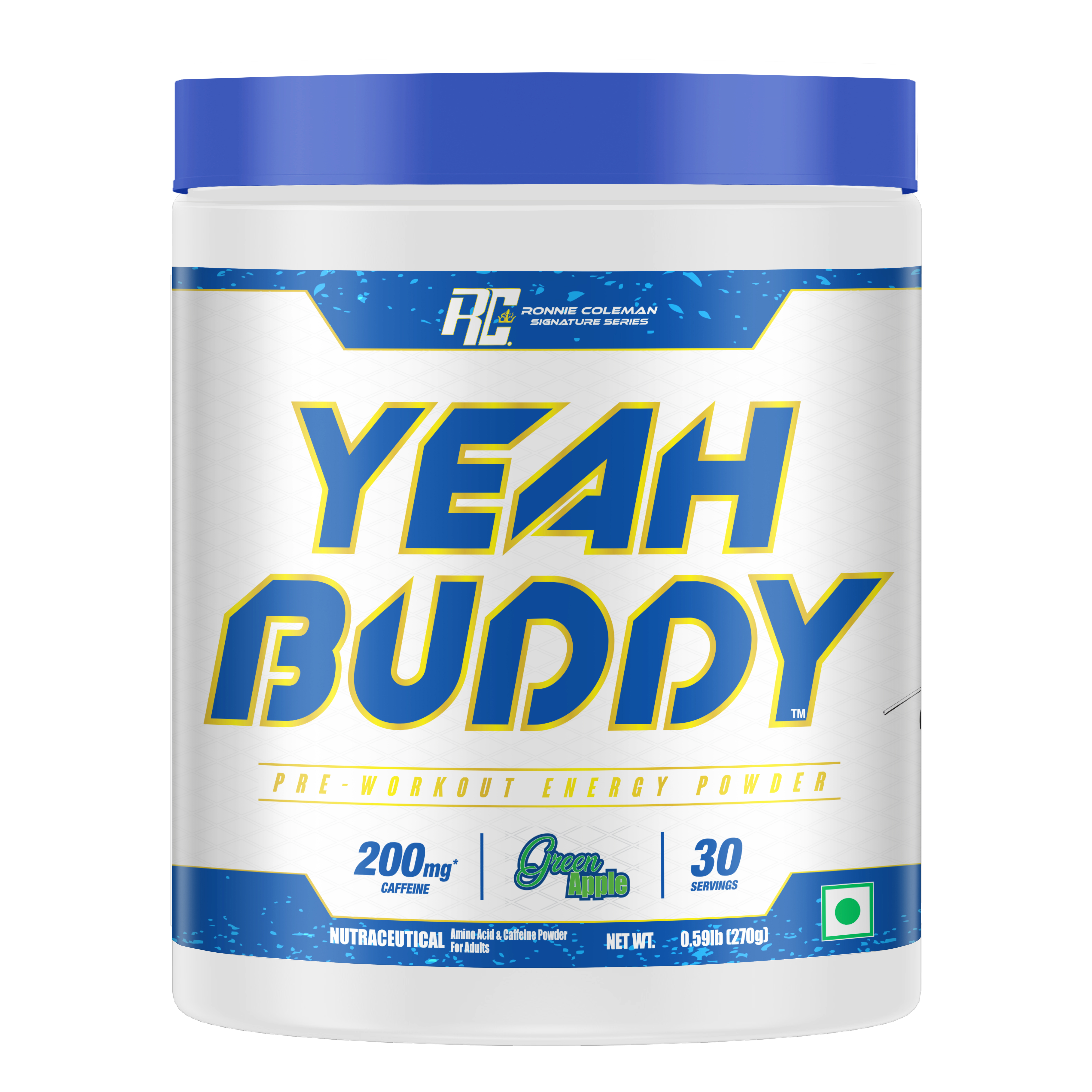 Ronnie Coleman Yeah Buddy Pre-Workout Powder, 270G - Green Apple