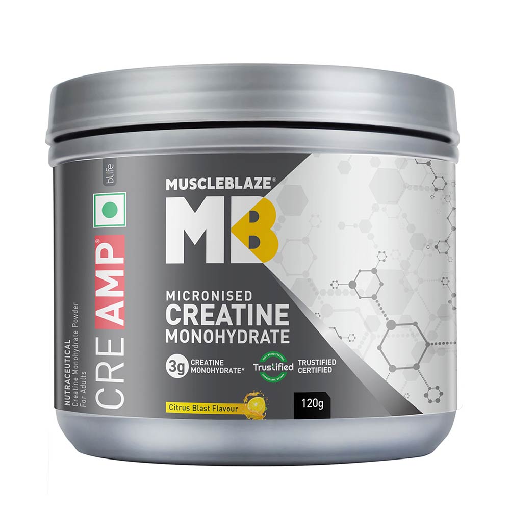 MuscleBlaze Creatine Monohydrate CreAMP, 120G Flavoured - Citrus Blast