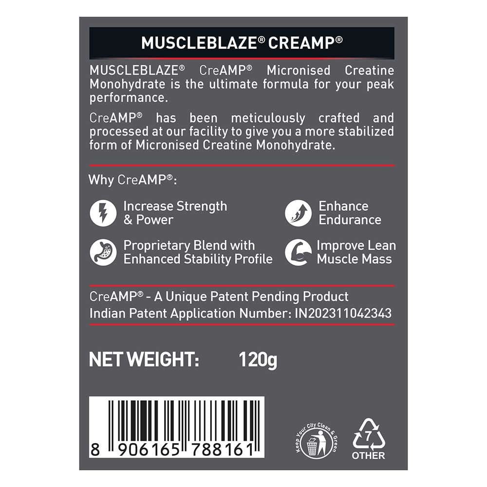 MuscleBlaze Creatine Monohydrate CreAMP, 120G Flavoured - Citrus Blast