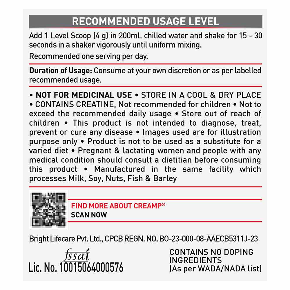 MuscleBlaze Creatine Monohydrate CreAMP, 120G Flavoured - Citrus Blast