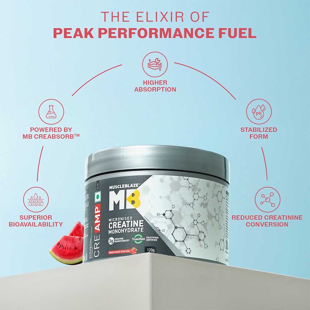 MuscleBlaze Creatine Monohydrate CreAMP, 120G Flavoured - Citrus Blast