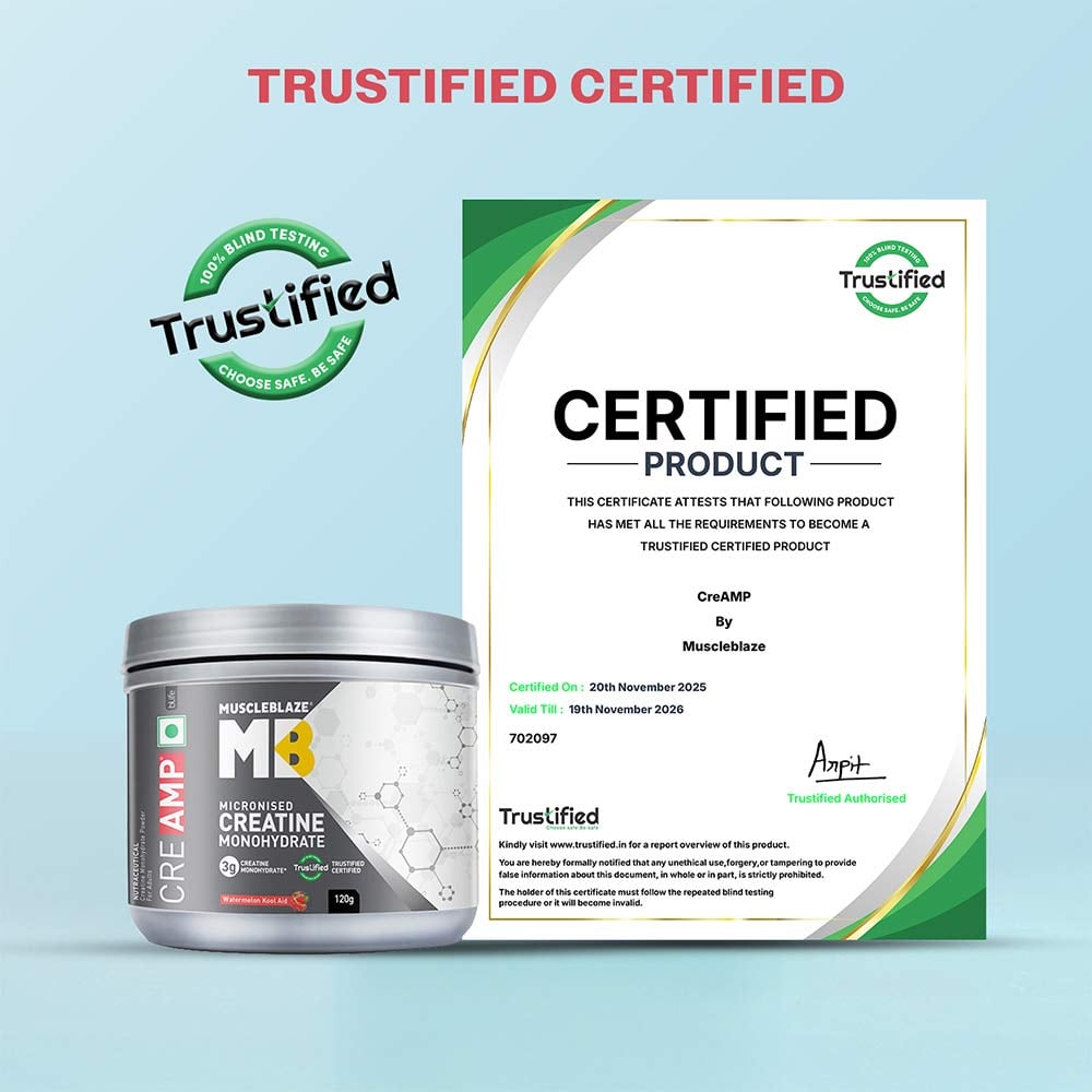 MuscleBlaze Creatine Monohydrate CreAMP, 120G Flavoured - Citrus Blast