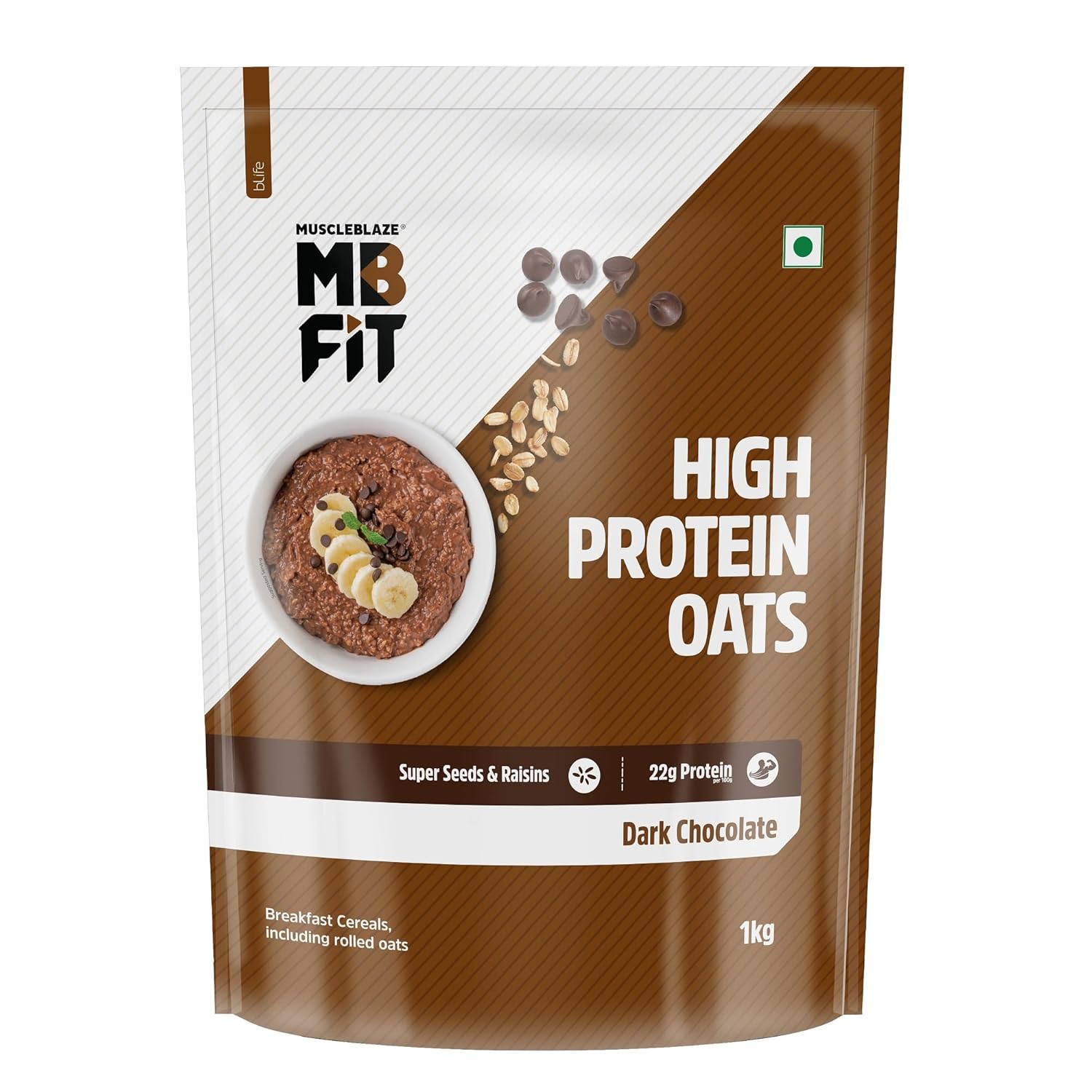 MuscleBlaze High Protein Oats, 1KG - Fruit & Superseeds