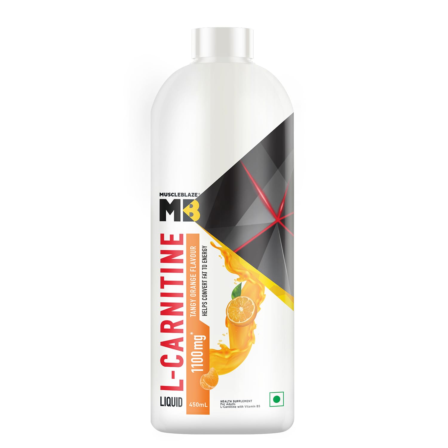 MuscleBlaze Liquid L-Carnitine, 450 ml - Tangy Orange