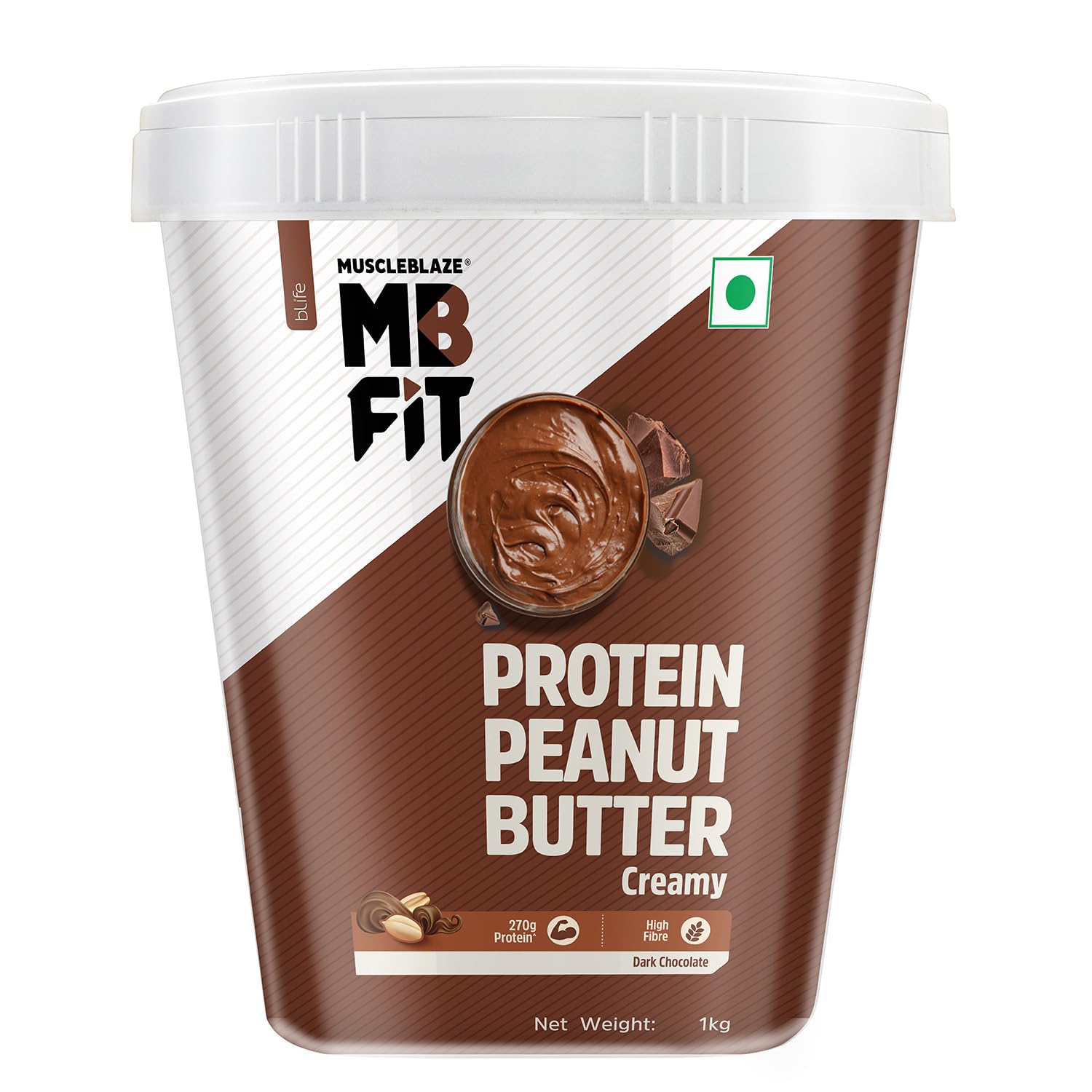 MuscleBlaze High Protein Peanut Butter, 1 kg, Dark Chocolate - Crunchy