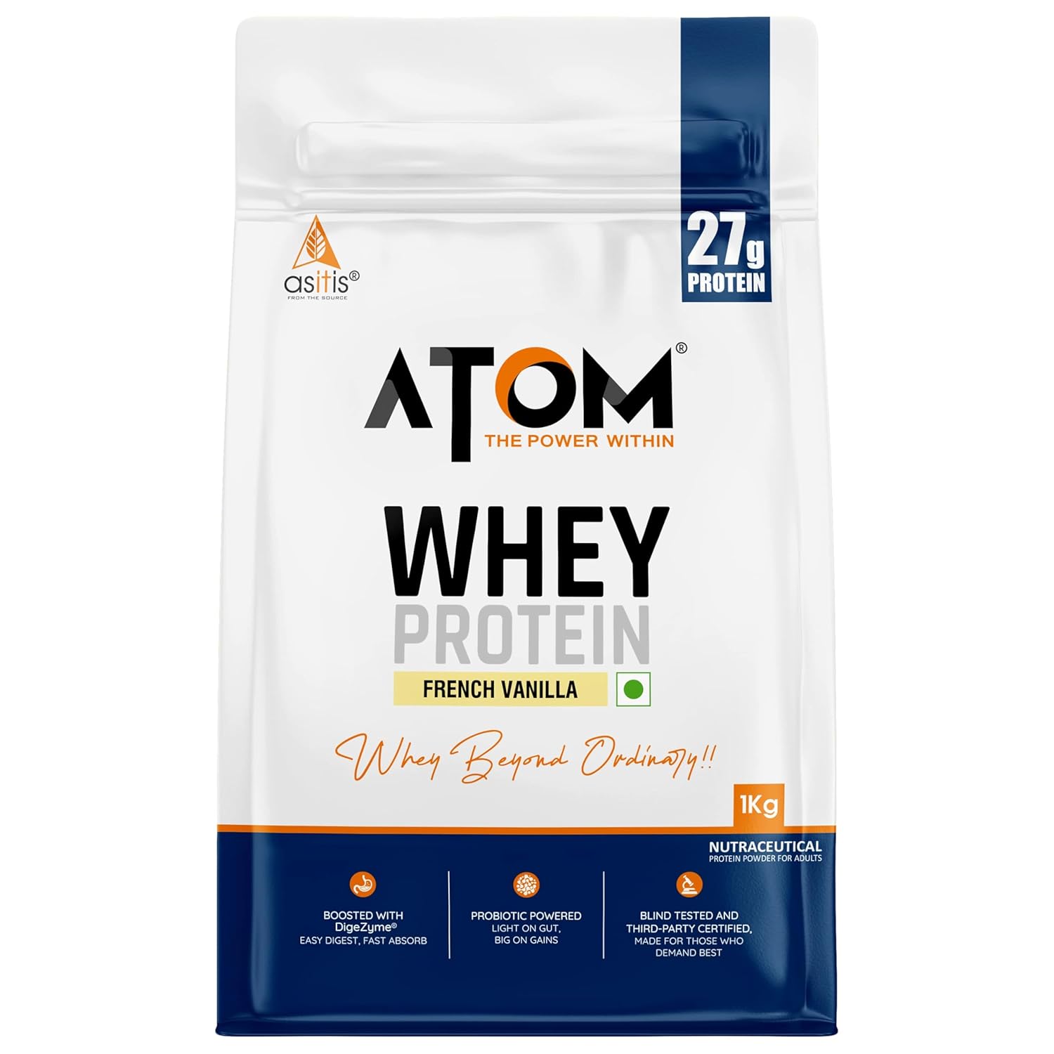 ATOM Whey Protein Isolate | 29g protein - 1 KG / Double Rich Chocolate