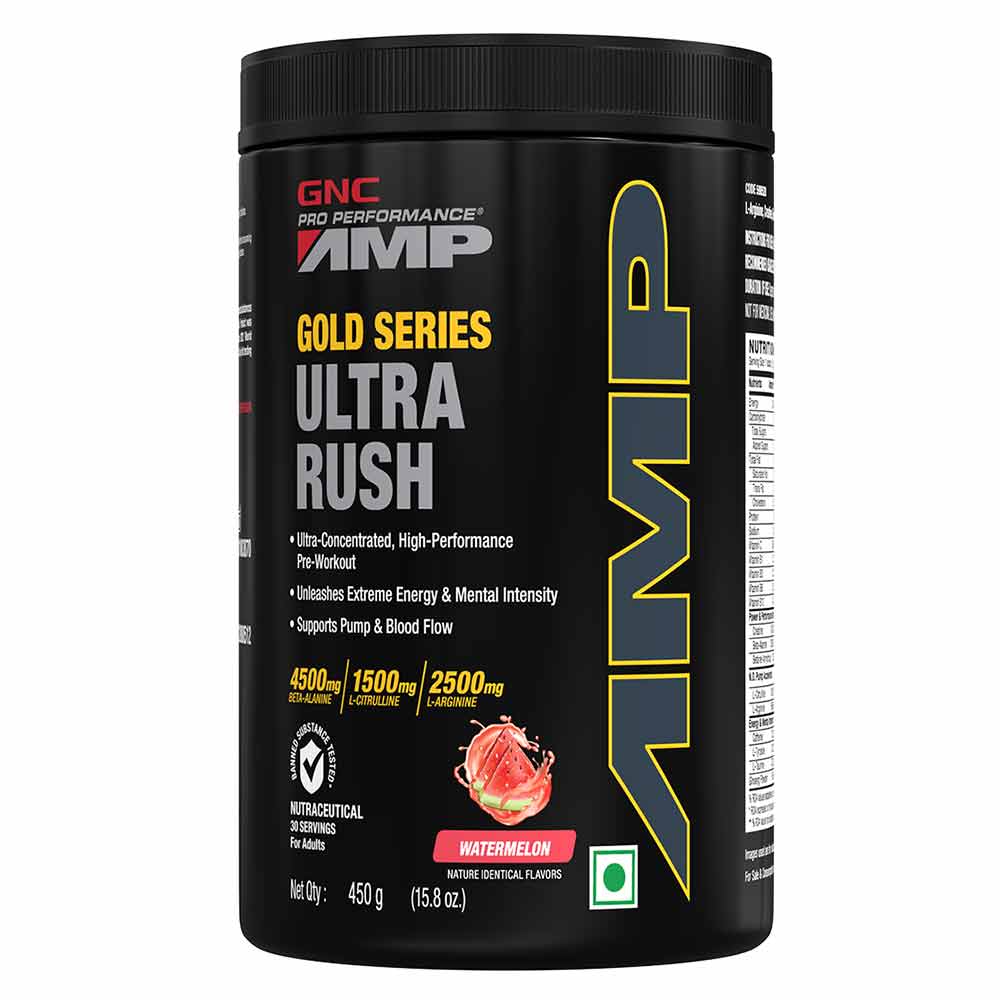 GNC AMP Gold Series Ultra Rush Powder, 450 g - Fruit Punch