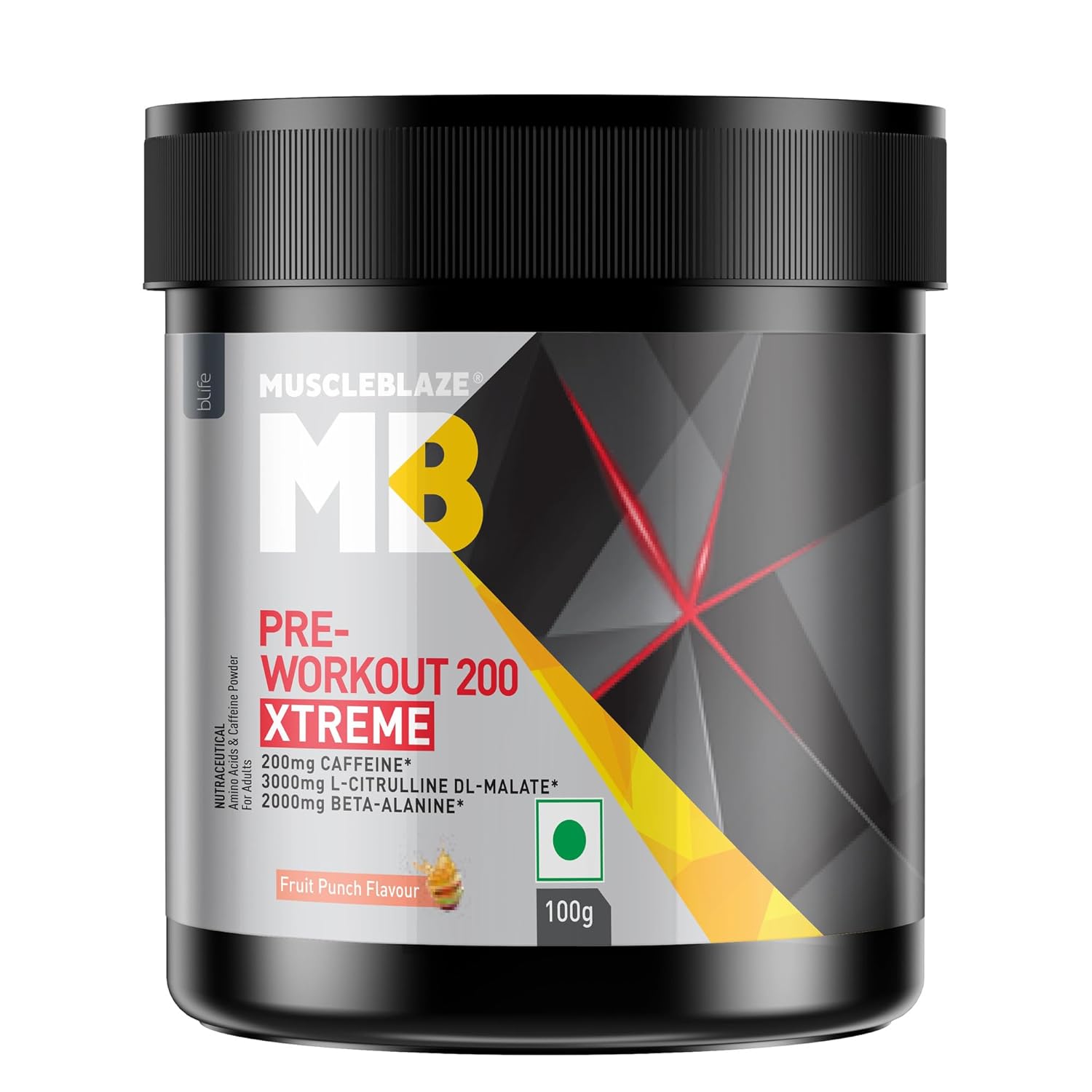 MuscleBlaze Pre Workout 200 Xtreme - 100G - Tangy Orange