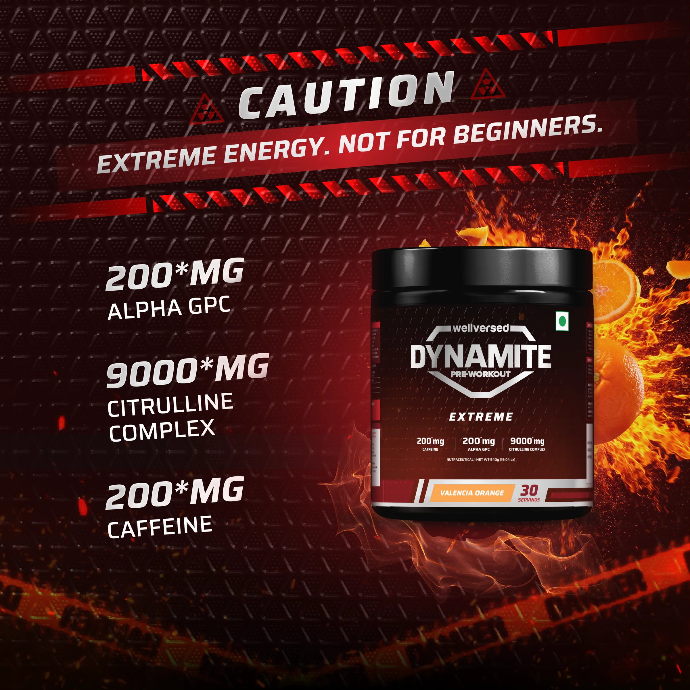 Dynamite Pre-Workout EXTREME - 540g, 30 Servings - Valencia Orange