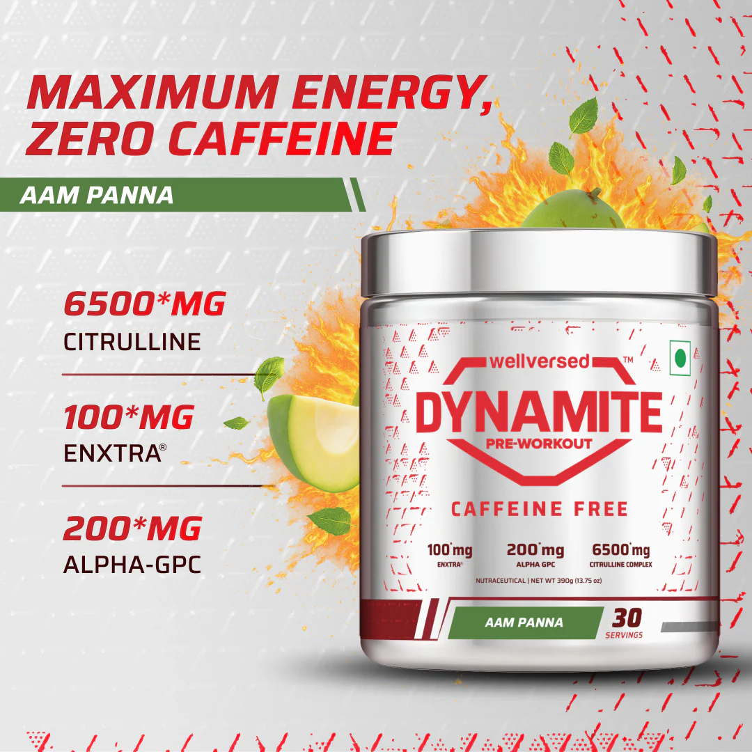 Dynamite Pre-Workout Caffeine Free - 390g, 30 Servings - Aam Panna