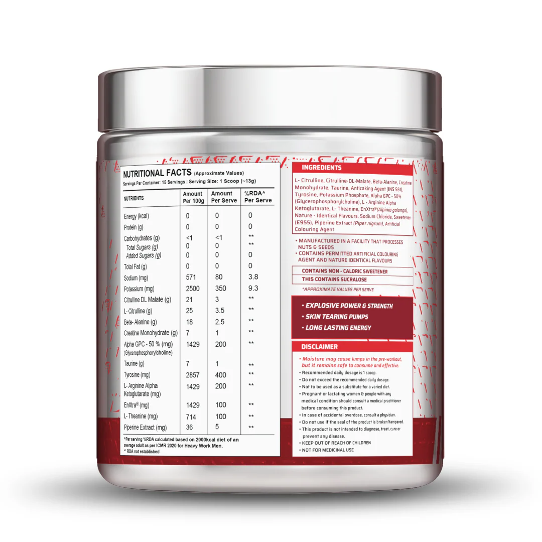 Dynamite Pre-Workout Caffeine Free - 390g, 30 Servings - Aam Panna