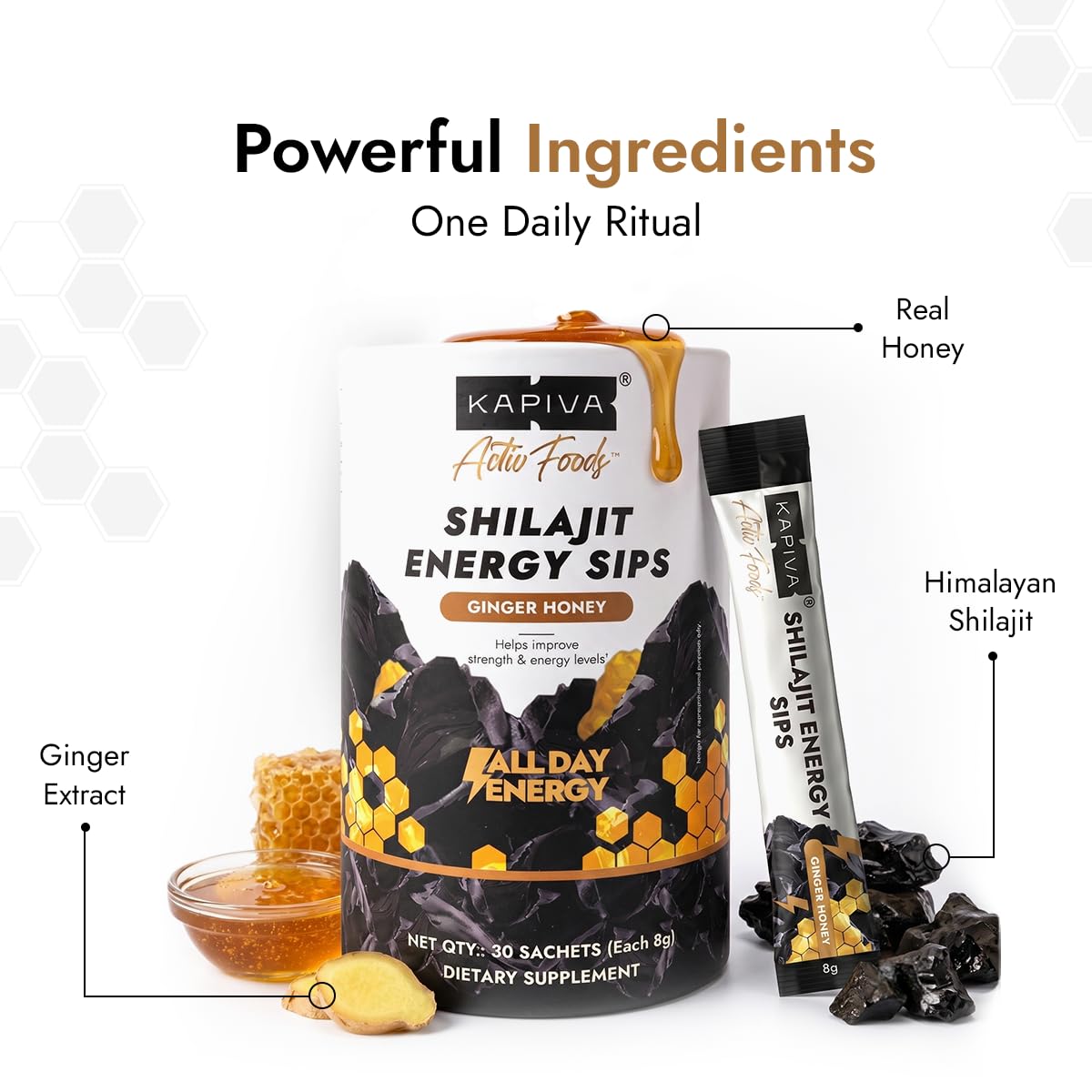 Kapiva Shilajit Energy Sips | With 100% Pure Shilajit - 