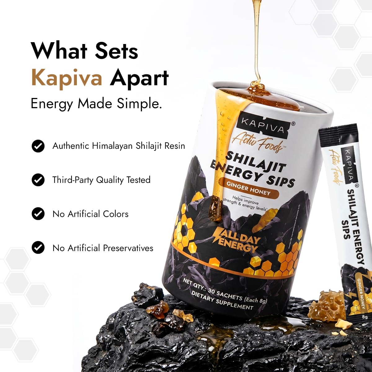 Kapiva Shilajit Energy Sips | With 100% Pure Shilajit - 