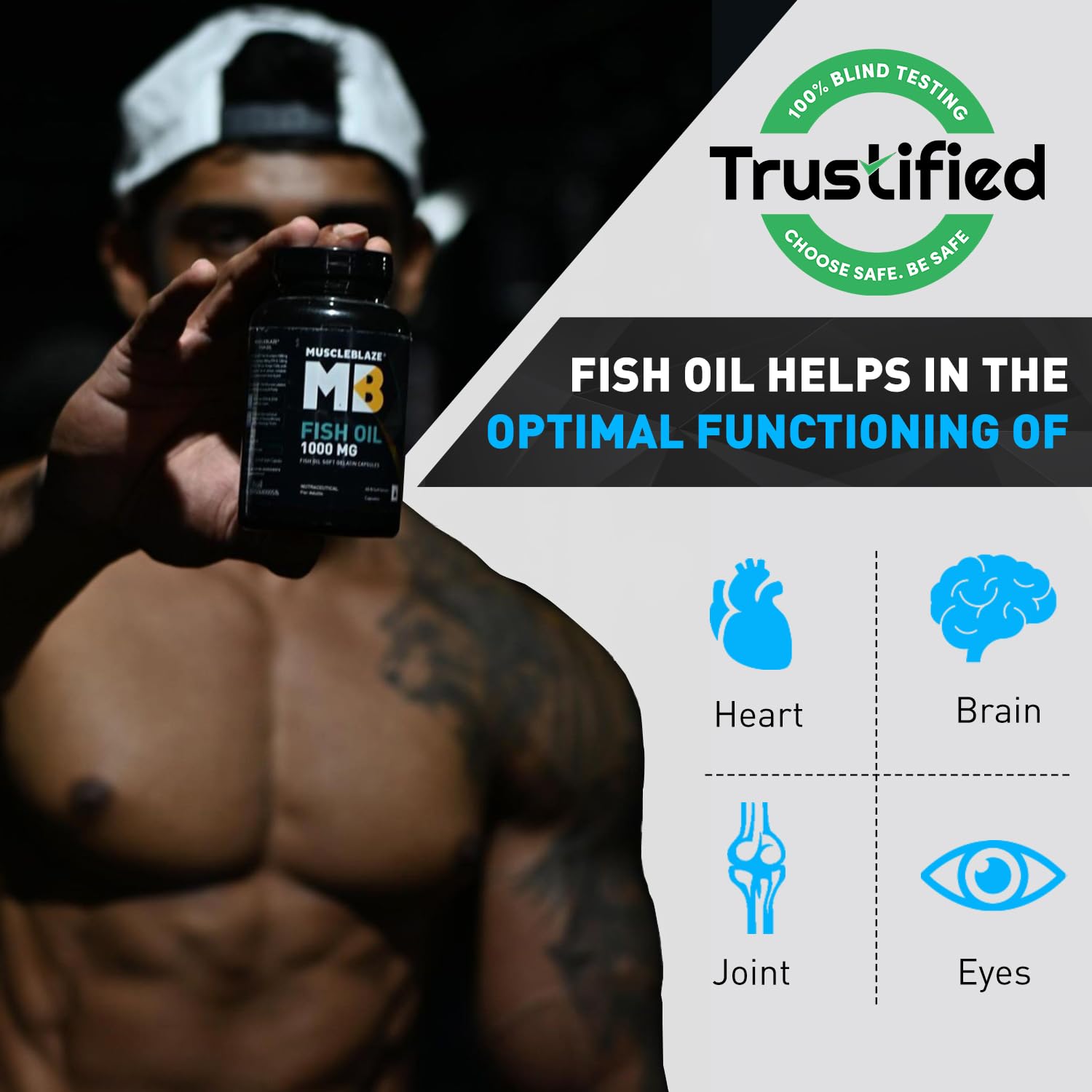 MuscleBlaze Omega 3 Fish Oil (1000 mg), 60 Units - 