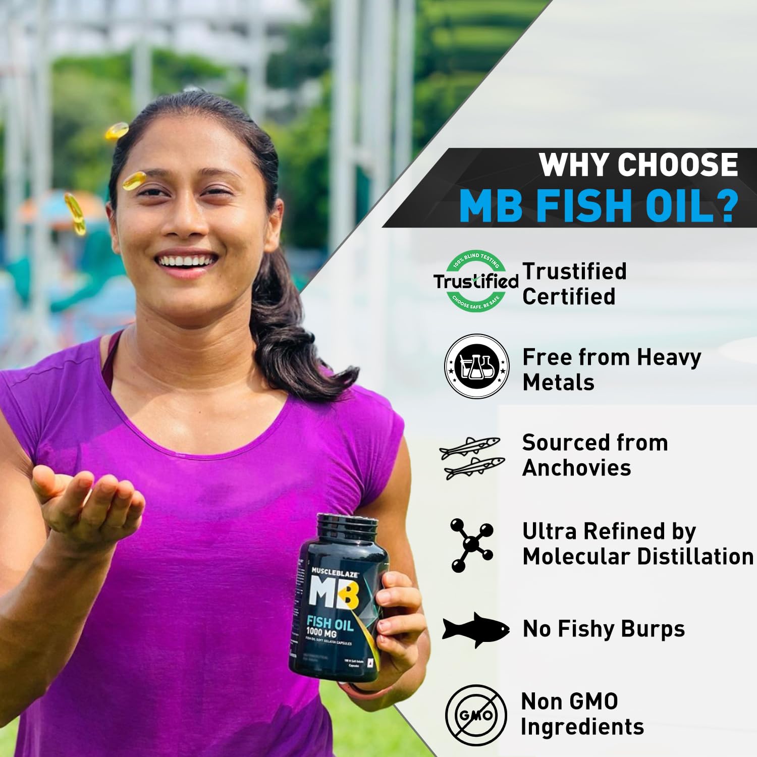 MuscleBlaze Omega 3 Fish Oil (1000 mg), 60 Units - 
