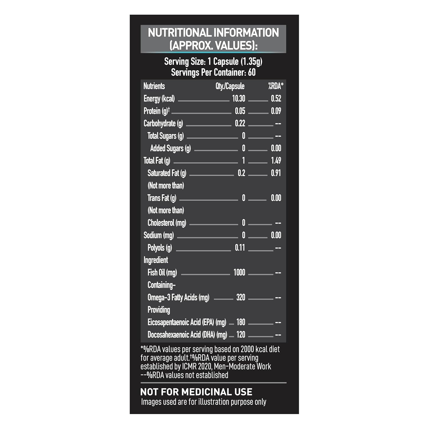 MuscleBlaze Omega 3 Fish Oil (1000 mg), 60 Units - 