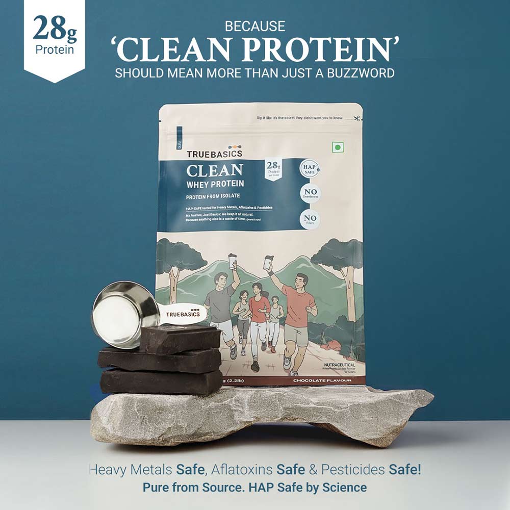 TrueBasics Clean Whey Protein (Isolate), 1KG - Chocolate