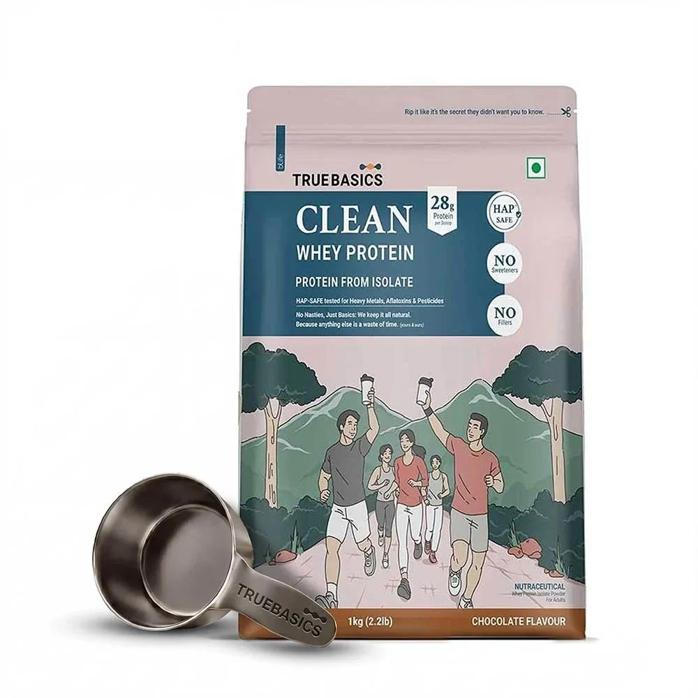 TrueBasics Clean Whey Protein (Isolate), 1KG - Chocolate